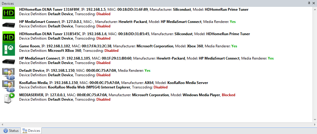 Here's what another DLNA server picksup, and it picks the correct device.PNG
